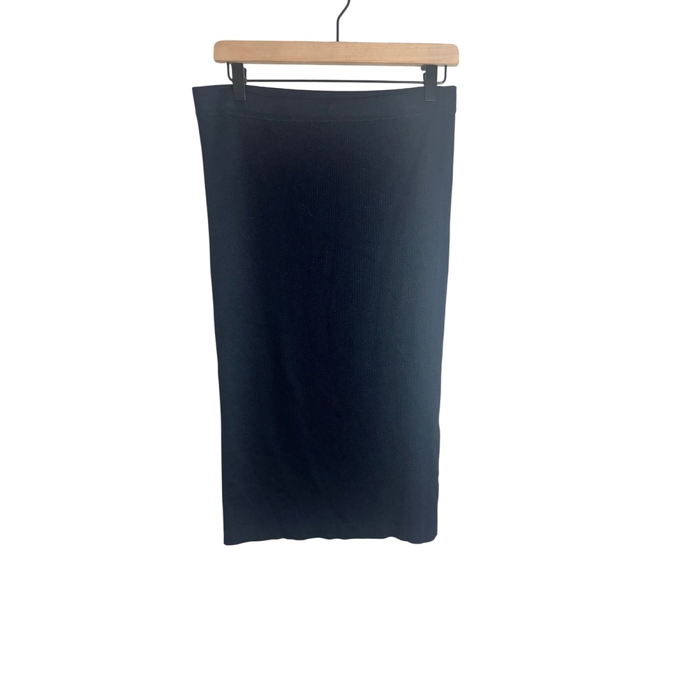 Joe Fresh Womens Navy Blue Ribbed Knit Midi Pencil Skirt Size M